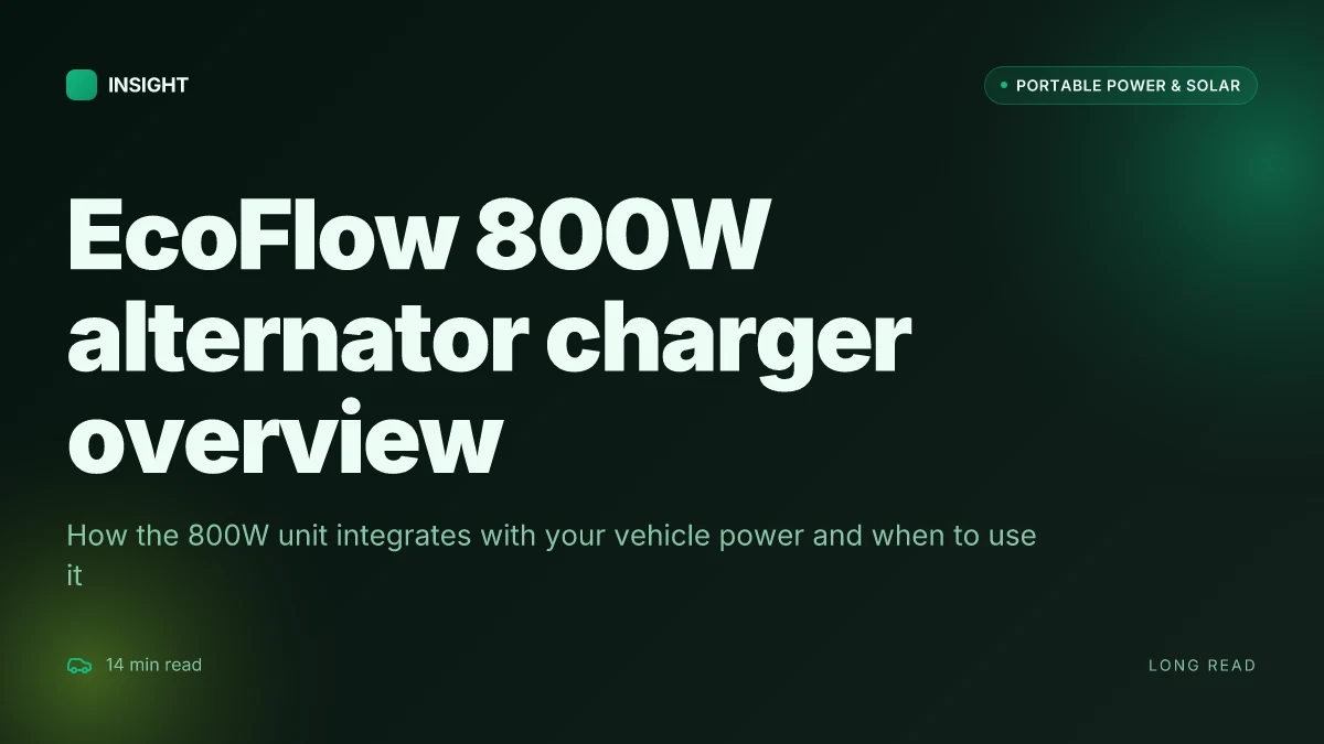 What is the EcoFlow 800W alternator charger and why it matters for your vehicle’s power