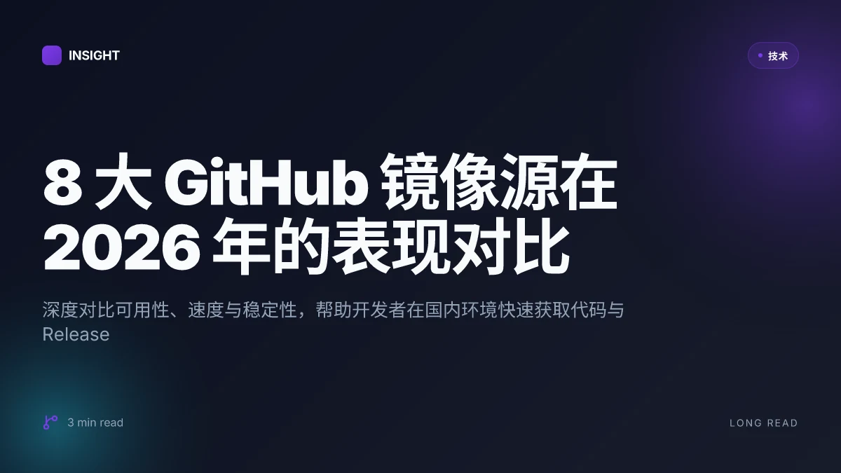 8 大 GitHub 镜像源在 2026 年的表现对比